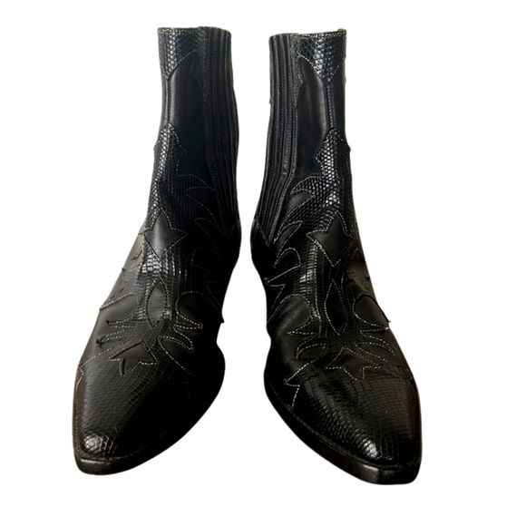 Vintage Sartore Black Leather Western Boots – Made in France, Size 37EU/4UK - Picture 1 of 8
